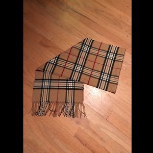 Tan black white red plaid scarf similar 2 Burberry